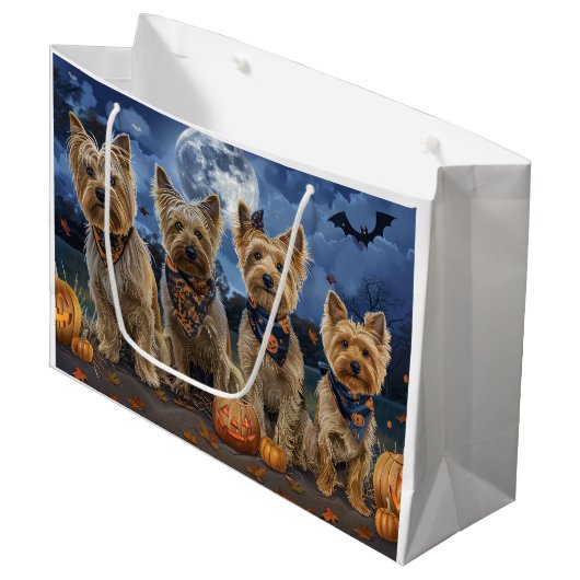 Yorkipoo Halloween Spooky Groot Cadeauzakje (Voorkant Gekanteld)