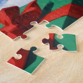 Yorkipoo Hardlopen in de sneeuw met kerst Pet Legpuzzel (Zijkant)