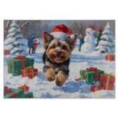 Yorkipoo Hardlopen in de sneeuw met kerst Pet Snijplank (Voorkant)