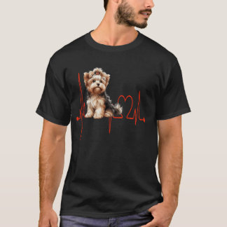 Yorkipoo Hond Hartslag Grappige Hond Mam & Pap T-shirt