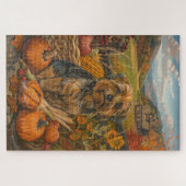Yorkipoo-hond Herfst Oogst Thanksgiving Legpuzzel (Horizontaal)