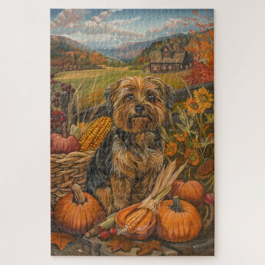 Yorkipoo-hond Herfst Oogst Thanksgiving Legpuzzel (Verticaal)