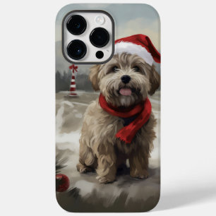 Yorkipoo-hond in de sneeuw met Kerstmis Case-Mate iPhone 14 Pro Max Hoesje