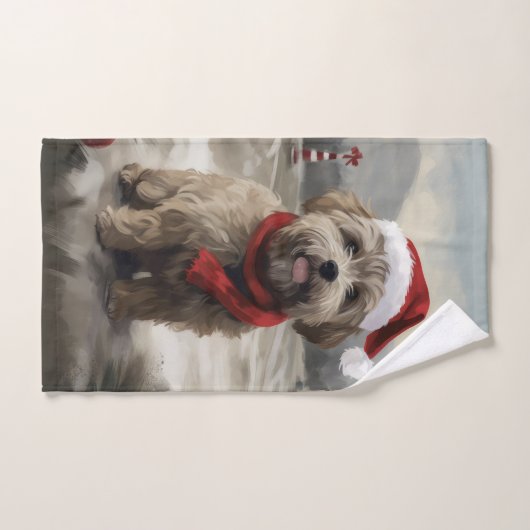 Yorkipoo Hond in Sneeuw Kerstmis Bad Handdoek (Handdoek)