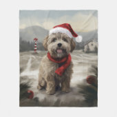 Yorkipoo Hond in Sneeuw Kerstmis Fleece Deken (Voorkant)