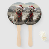 Yorkipoo Hond in Sneeuw Kerstmis Handwaaier (Voorkant en achterkant)