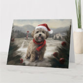 Yorkipoo Hond in Sneeuw Kerstmis Kaart (Voorkant)