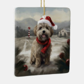 Yorkipoo Hond in Sneeuw Kerstmis Keramisch Ornament (Rechts)