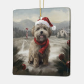 Yorkipoo Hond in Sneeuw Kerstmis Keramisch Ornament (Links)