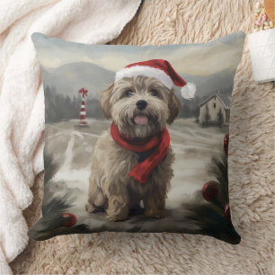 Yorkipoo Hond in Sneeuw Kerstmis Kussen