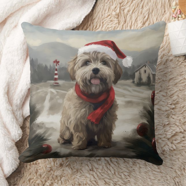 Yorkipoo Hond in Sneeuw Kerstmis Kussen (Deken)