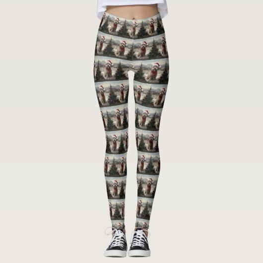 Yorkipoo Hond in Sneeuw Kerstmis Leggings (Voorkant)