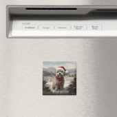 Yorkipoo Hond in Sneeuw Kerstmis Magneet (Insitu (Vaatwasser))