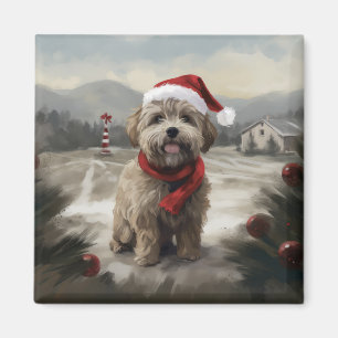 Yorkipoo Hond in Sneeuw Kerstmis Magneet