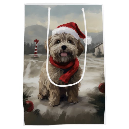 Yorkipoo Hond in Sneeuw Kerstmis Medium Cadeauzakje (Achterkant)