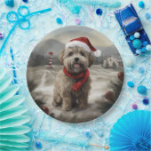 Yorkipoo Hond in Sneeuw Kerstmis Papieren Bordje (Feest)
