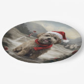 Yorkipoo Hond in Sneeuw Kerstmis Papieren Bordje (Gekanteld)