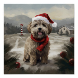Yorkipoo Hond in Sneeuw Kerstmis Perfect Poster