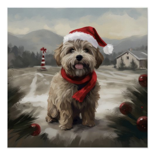 Yorkipoo Hond in Sneeuw Kerstmis Perfect Poster (Voorkant)