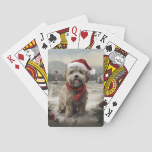 Yorkipoo Hond in Sneeuw Kerstmis Pokerkaarten