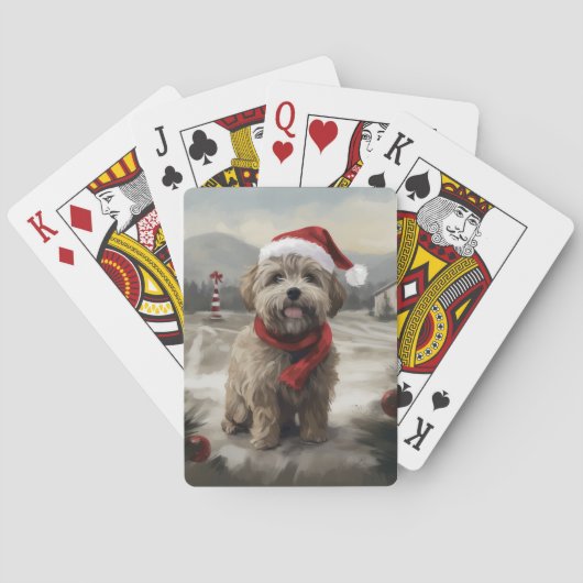 Yorkipoo Hond in Sneeuw Kerstmis Pokerkaarten (Achterkant)