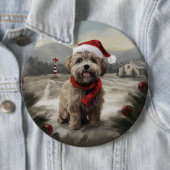 Yorkipoo Hond in Sneeuw Kerstmis Ronde Button 6,0 Cm (In situ)