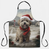 Yorkipoo Hond in Sneeuw Kerstmis Schort (Voorkant)