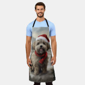 Yorkipoo Hond in Sneeuw Kerstmis Schort (Gedragen)