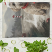 Yorkipoo Hond in Sneeuw Kerstmis Theedoek (Gevouwen)