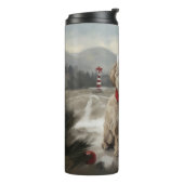 Yorkipoo Hond in Sneeuw Kerstmis Thermosbeker (Gedraaid links)