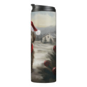 Yorkipoo Hond in Sneeuw Kerstmis Thermosbeker (Geroteerd rechts)