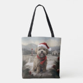 Yorkipoo Hond in Sneeuw Kerstmis Tote Bag (Achterkant)