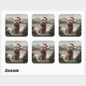Yorkipoo Hond in Sneeuw Kerstmis Vierkante Sticker (Vel)