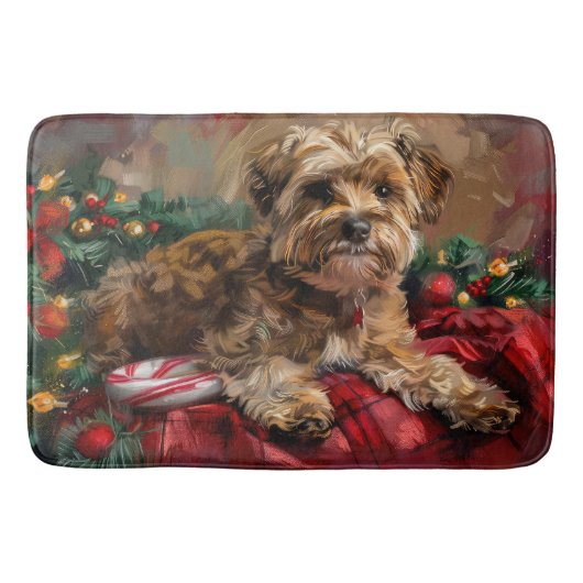 Yorkipoo Hond Kerst Feestelijk Badmat (Voorkant)