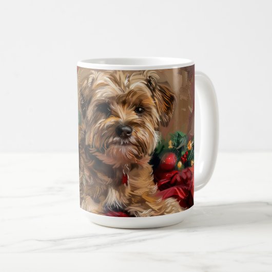 Yorkipoo Hond Kerst Feestelijk Koffiemok (Voorkant rechts)