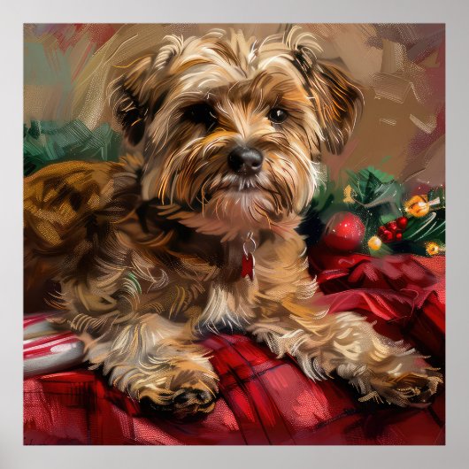 Yorkipoo Hond Kerst Feestelijk Poster (Voorkant)