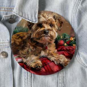 Yorkipoo Hond Kerst Feestelijk Ronde Button 6,0 Cm