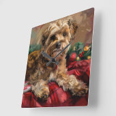 Yorkipoo Hond Kerst Feestelijk Vierkante Klok (Hoek)