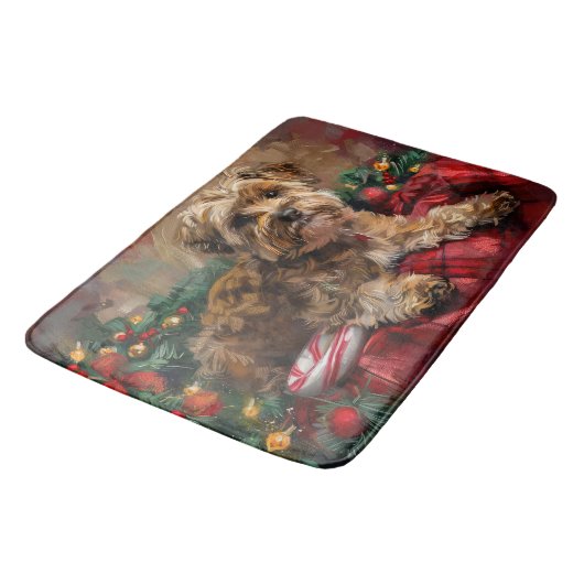 Yorkipoo Hond Kerstfeest Badmat (Gekanteld)