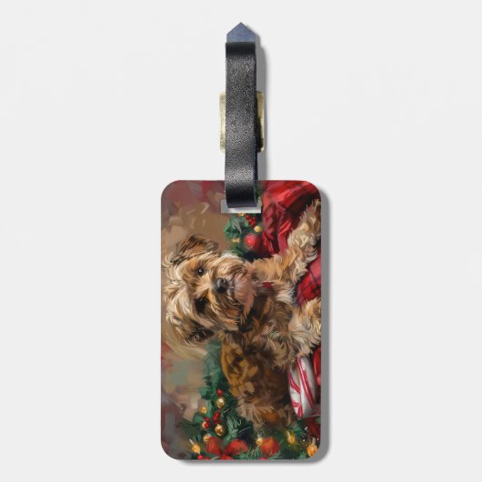 Yorkipoo Hond Kerstfeest Bagagelabel (Achterkant verticaal)
