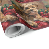 Yorkipoo Hond Kerstfeest Cadeaupapier (Rol Hoek)