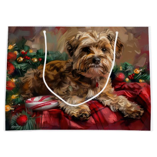 Yorkipoo Hond Kerstfeest Groot Cadeauzakje (Voorkant)
