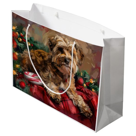 Yorkipoo Hond Kerstfeest Groot Cadeauzakje (Achterkant Gekanteld)