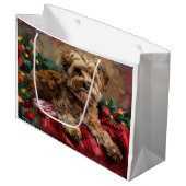 Yorkipoo Hond Kerstfeest Groot Cadeauzakje (Voorkant Gekanteld)