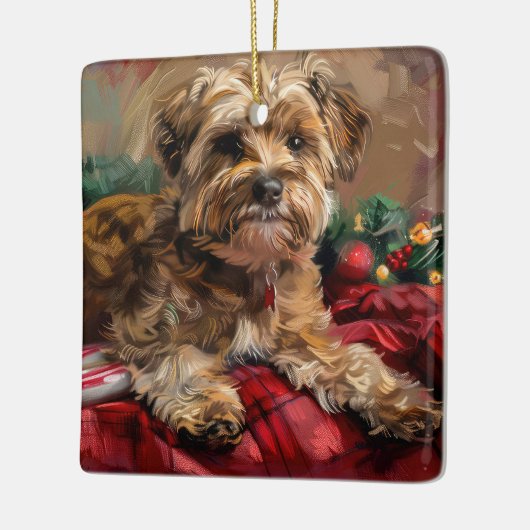 Yorkipoo Hond Kerstfeest Keramisch Ornament (Links)