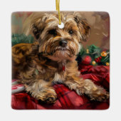 Yorkipoo Hond Kerstfeest Keramisch Ornament (Voorkant)