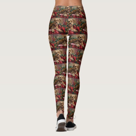 Yorkipoo Hond Kerstfeest Leggings (Achterkant)