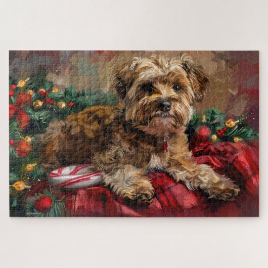 Yorkipoo Hond Kerstfeest Legpuzzel (Horizontaal)
