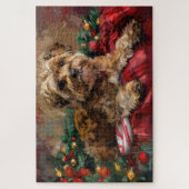 Yorkipoo Hond Kerstfeest Legpuzzel (Verticaal)