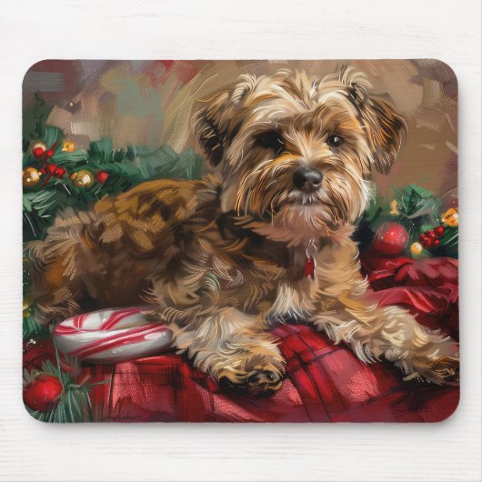 Yorkipoo Hond Kerstfeest Muismat (Voorkant)